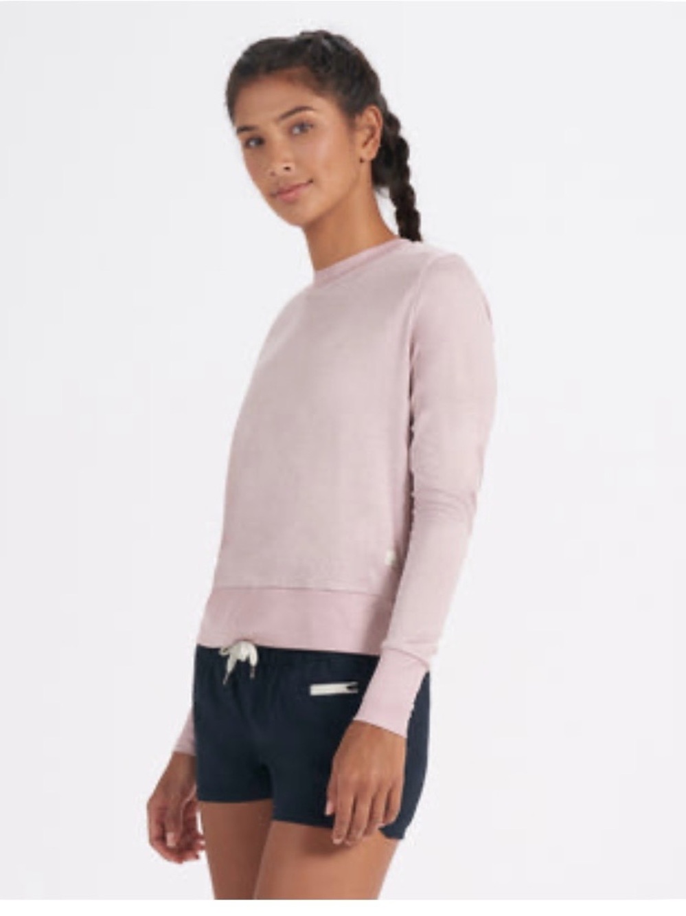 Vuori dusty rose long sleeve crewneck top